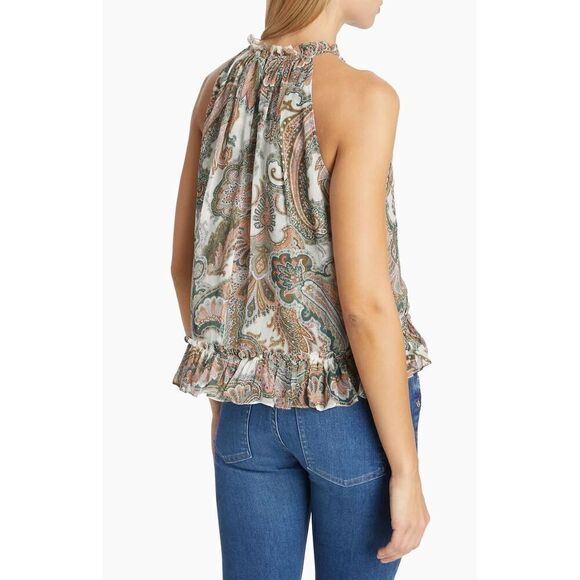 Veronica Beard Women's Barely Orchid Paisley Halter Neck Renee Tops Size 12 NWT - Picture 4 of 11